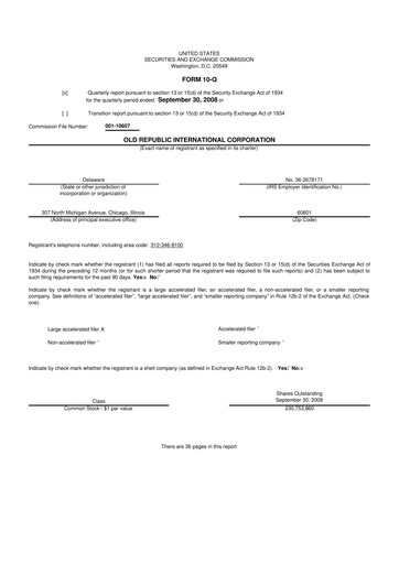 Vorschaubild Old Republic International
 10-Q Quartalsbericht  