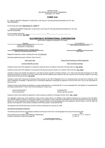 Thumbnail Old Republic International
 10-K Annual Report 