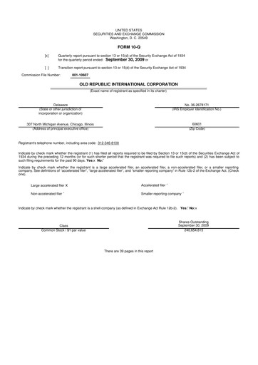 Vorschaubild Old Republic International
 10-Q Quartalsbericht  