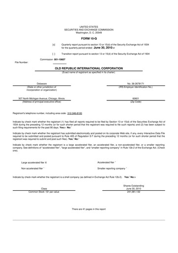 Vorschaubild Old Republic International
 10-Q Quartalsbericht  