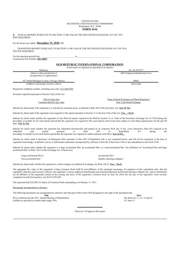 Thumbnail Old Republic International
 10-K Annual Report 2010