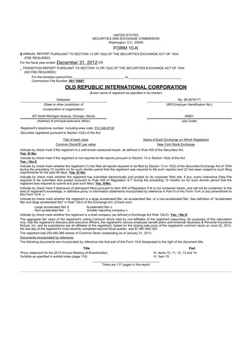 Thumbnail Old Republic International
 10-K Annual Report 2012