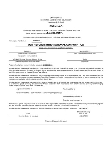 Vorschaubild Old Republic International
 10-Q Quartalsbericht 2017 