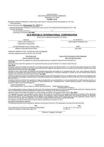 Thumbnail Old Republic International
 10-K Annual Report 2017