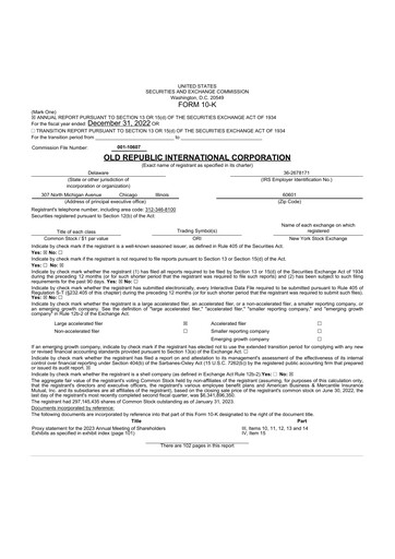 Thumbnail Old Republic International
 10-K Annual Report 2022