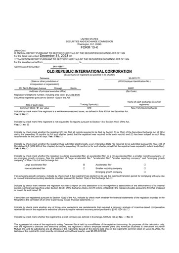 Thumbnail Old Republic International
 10-K Annual Report 2023