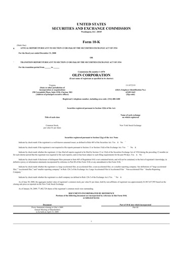 Thumbnail Olin Corporation 10-K Annual Report 