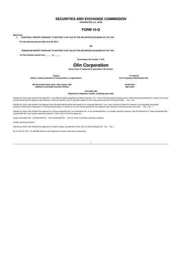 Thumbnail Olin Corporation 10-Q Quarterly Report FY 