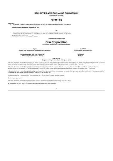 Thumbnail Olin Corporation 10-Q Quarterly Report FY 