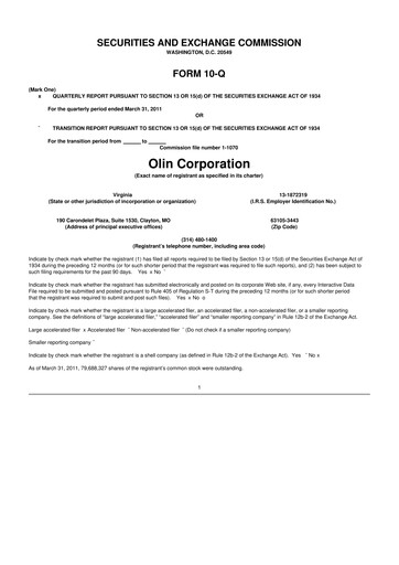 Thumbnail Olin Corporation 10-Q Quarterly Report FY 