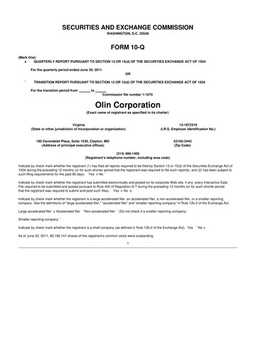 Thumbnail Olin Corporation 10-Q Quarterly Report FY 