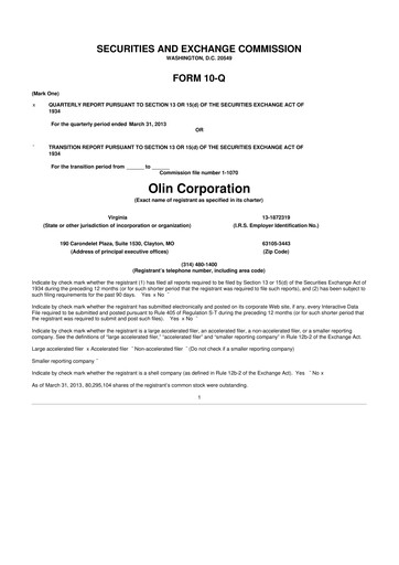 Thumbnail Olin Corporation 10-Q Quarterly Report FY 