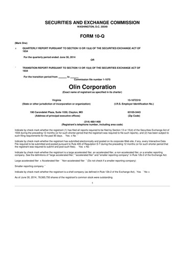 Thumbnail Olin Corporation 10-Q Quarterly Report FY 