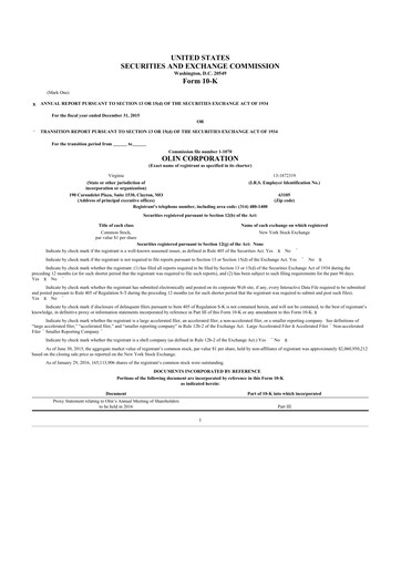 Thumbnail Olin Corporation 10-K Annual Report 2015