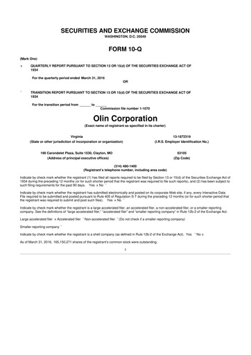 Thumbnail Olin Corporation 10-Q Quarterly Report FY 