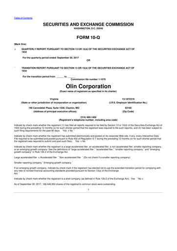 Thumbnail Olin Corporation 10-Q Quarterly Report FY 