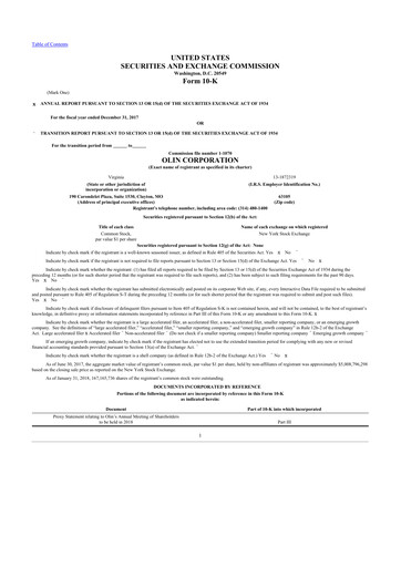 Thumbnail Olin Corporation 10-K Annual Report 2017