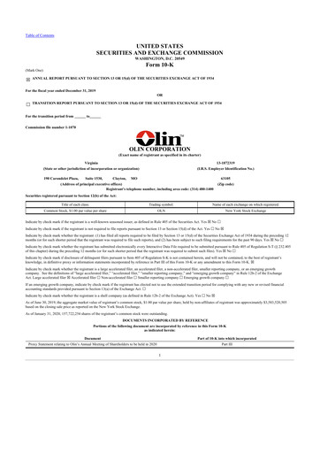 Thumbnail Olin Corporation 10-K Annual Report 2019