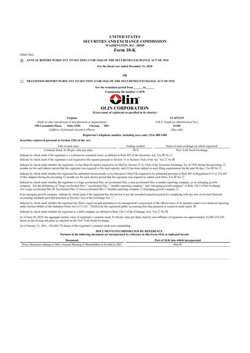 Thumbnail Olin Corporation 10-K Annual Report 2020