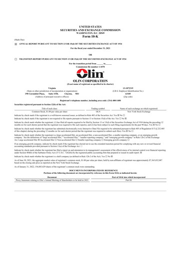 Thumbnail Olin Corporation 10-K Annual Report 2021