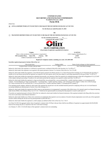 Thumbnail Olin Corporation 10-K Annual Report 2022