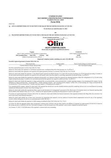 Thumbnail Olin Corporation 10-K Annual Report 2024