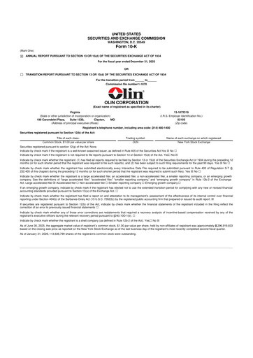 Thumbnail Olin Corporation 10-K Annual Report 