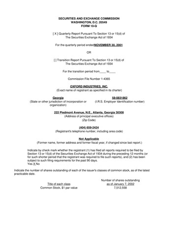 Thumbnail Oxford Industries
 10-Q Quarterly Report FY 