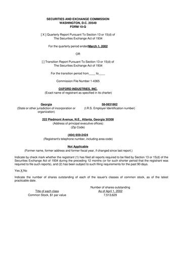 Thumbnail Oxford Industries
 10-Q Quarterly Report FY 