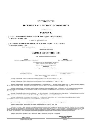 Thumbnail Oxford Industries
 10-K Annual Report 2015