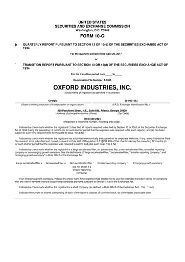 Thumbnail Oxford Industries
 10-Q Quarterly Report FY2017 
