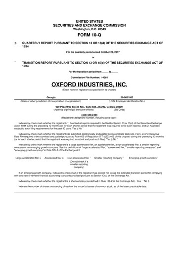 Thumbnail Oxford Industries
 10-Q Quarterly Report FY2017 
