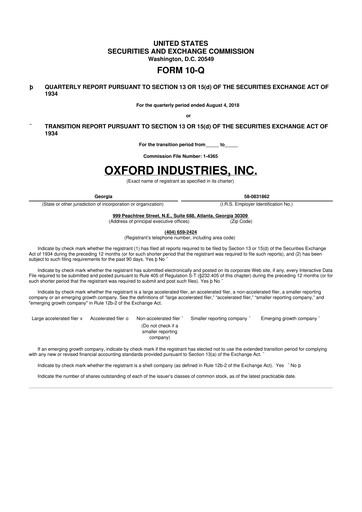 Thumbnail Oxford Industries
 10-Q Quarterly Report FY2018 