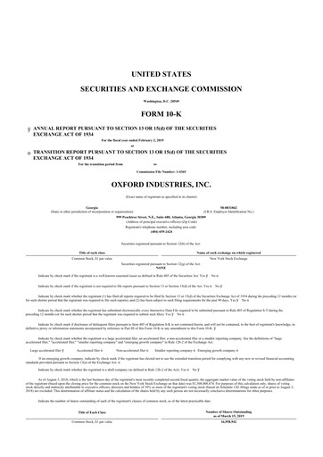 Thumbnail Oxford Industries
 10-K Annual Report 2018