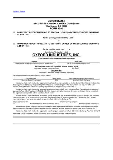 Thumbnail Oxford Industries
 10-Q Quarterly Report FY2021 