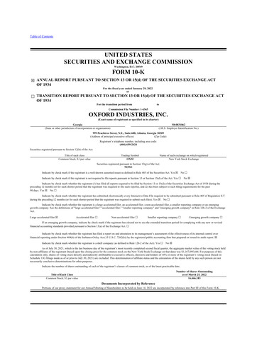 Thumbnail Oxford Industries
 10-K Annual Report 2021