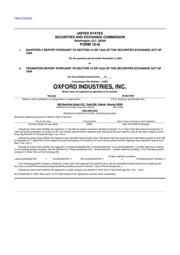 Thumbnail Oxford Industries
 10-Q Quarterly Report FY2024 