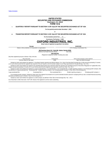 Thumbnail Oxford Industries
 10-Q Quarterly Report FY2025 