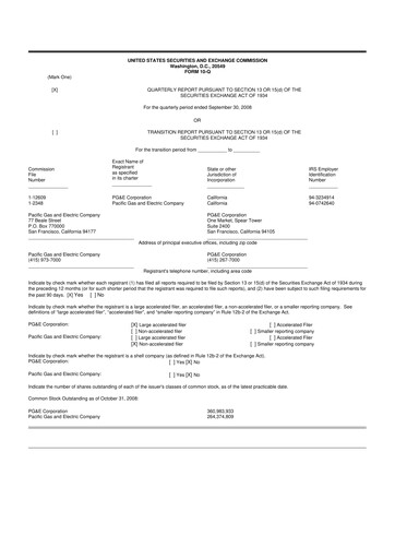 Thumbnail PG&E Corporation 10-Q Quarterly Report FY 
