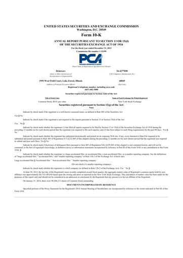 Thumbnail Packaging Corporation of America
 10-K Annual Report 2013