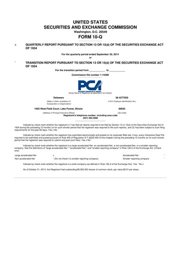 Thumbnail Packaging Corporation of America
 10-Q Quarterly Report FY2014 
