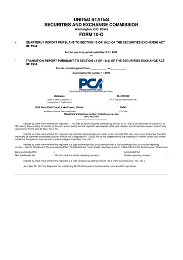 Thumbnail Packaging Corporation of America
 10-Q Quarterly Report FY2017 