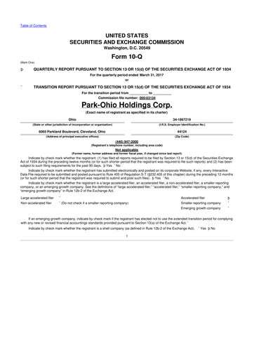 Thumbnail ParkOhio Holdings Corp. 10-Q Quarterly Report FY2017 