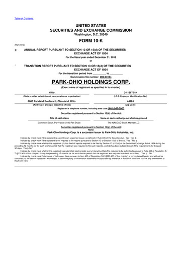 Thumbnail ParkOhio Holdings Corp. 10-K Annual Report 2018