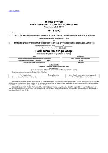 Thumbnail ParkOhio Holdings Corp. 10-Q Quarterly Report FY2024 