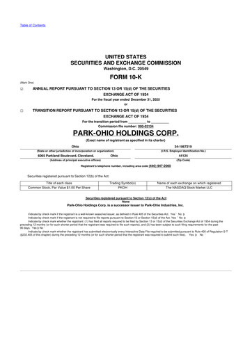 Thumbnail ParkOhio Holdings Corp. 10-K Annual Report 2025