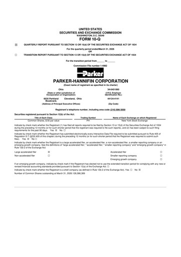 Thumbnail Parker-Hannifin
 10-Q Quarterly Report FY 