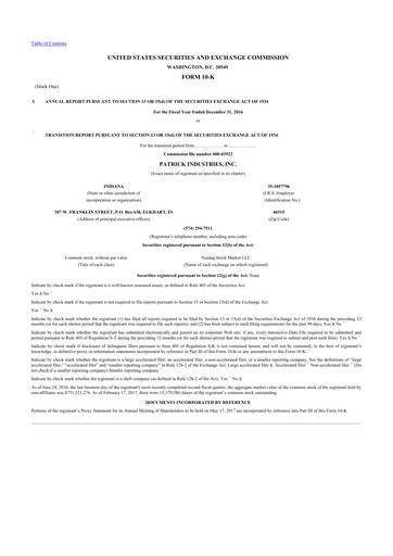 Thumbnail Patrick Industries 10-K Annual Report 2016