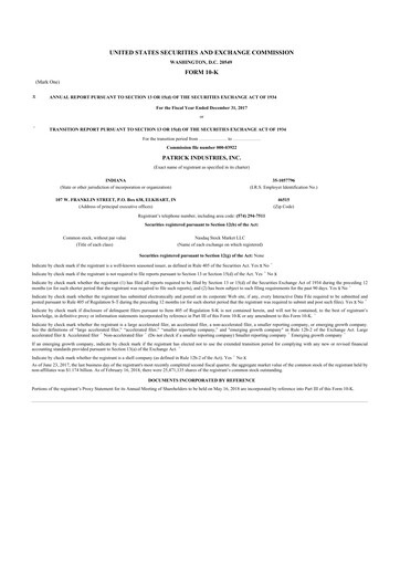 Thumbnail Patrick Industries 10-K Annual Report 2017