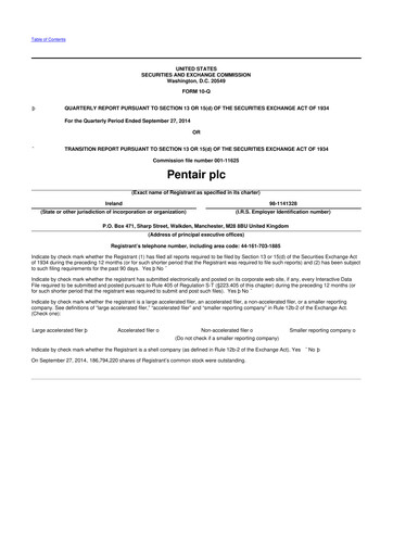 Thumbnail Pentair
 10-Q Quarterly Report FY2014 